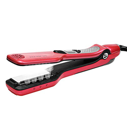 Plancha de pelo con vapor, placas cerámica para el pelo, plancha función 5 temperaturas ajustables 150 ℃ a 230 ℃, vapor Steampod enchufe UE 360 °, cab en oferta