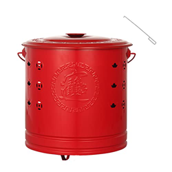 Barril De Incineración Con Pinzas, Estufa De Jardín De Metal Para Quemar, Barril De Quema De Papel, Múltiples Opciones De Tamaño (Color : Red, Size :  precio