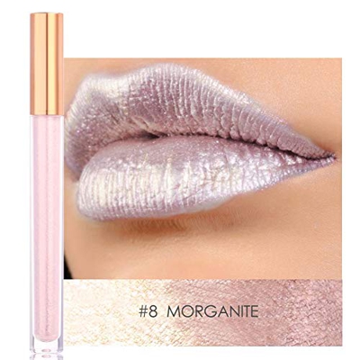 Lápiz labial líquido metálico pesado de 12 colores, esmalte de labios metálico pesado, lápiz labial metálico sexy para maquillaje de labios(#8)