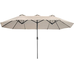 tectake 800936 Sombrilla beige, Parasol doble para jardín, Quitasol con manivela para patio, Mobiliario de exterior en oferta