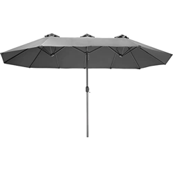 tectake 800936 Sombrilla gris, Parasol doble para jardín, Quitasol con manivela para patio, Mobiliario de exterior en oferta
