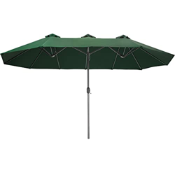 tectake 800936 Sombrilla verde, Parasol doble para jardín, Quitasol con manivela para patio, Mobiliario de exterior características
