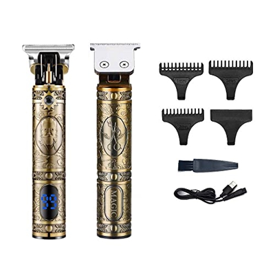 Máquina de Cortar Pelo Inalámbrica. Cortapelos Vintage Profesional para hombre. Cortador de pelo y barba con Cabezal de Titanio, Hoja T, Pila Recargab