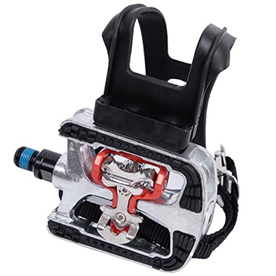 YBEKI Spinning SPD Pedales - Pedal híbrido con Jaula y Correa, Adecuado para Bicicleta estática Fitness, Bici Spinning y Todas Las Bicicletas con un E