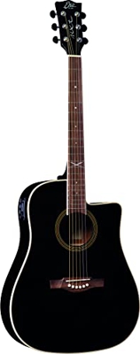 EKO Guitars NXT D100CE SEE THROUGH BLACK, Guitarra acústica superior de abeto, bandas fondo y mango de caoba, teclado de South American Roupanà, escal