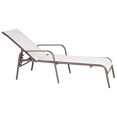 Tumbona de jardín reclinable Clasic de Hierro y textileno Taupe de 193x65x48 cm - LOLAhome
