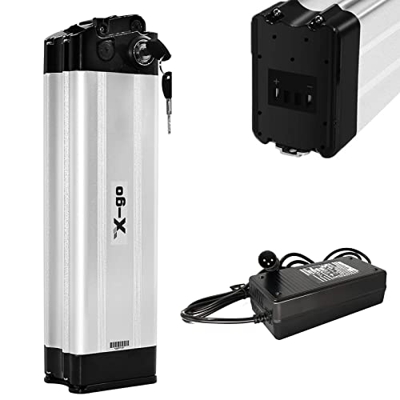 X-go 48V Bateria Bicicleta Electrica 13Ah 624WH Li-Ion Plegable Pedelec E-Bike Batería y Cargador para 250W 350W 500W 750W Motor (Silverfish, 48V 13AH