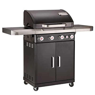 LANDMANN Rexon PTS 4.1 - Barbacoa de gas con parrilla modular de hierro fundido, color negro
