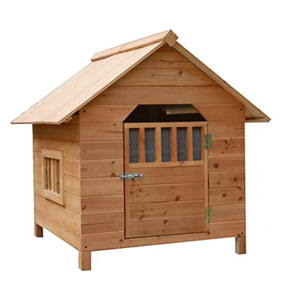 TYX Casa para Perros De Madera para Exteriores con Puertas, Casa para Perros con Aislamiento Interior Y Exterior con Ventanas, Adecuada para Refugios 