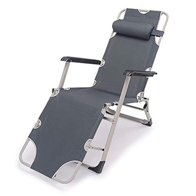 KAUTO Mecedora reclinable Tumbona Silla Gris Ajustable Muebles de jardín al Aire Libre Cama Plegable para Playa Piscina Patio Camping pies Cuadrados d