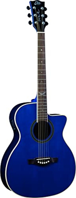 EKO Guitars NXT A100CE SEE THROUGH BLUE, Guitarra acústica superior de abeto, bandas, fondo y mango de caoba, teclado de south American Roupanà, Dread