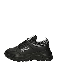 VERSACE JEANS COUTURE 71YA3SC1 - Zapatillas deportivas de running de piel negra con talón de letras, Negro , 41 EU precio