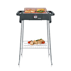 SEVERIN Barbacoa de pie Style Evo S con estante de rejilla, parrilla eléctrica con arranque rápido, hasta 350 °C, mini barbacoa con óptima distribució en oferta