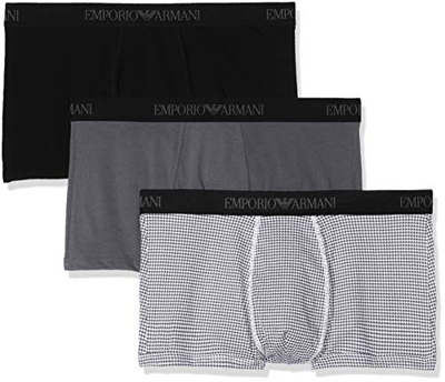 Emporio Armani Underwear 111625 Pantalones Cortos, Multicolor (Nero/Ner.St/Antracit 60120), Small (Pack de 3) para Hombre