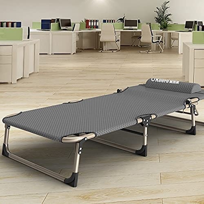 KAUTO Tumbona de Metal, Tumbona Plegable Gris, 190 * 62 * 32 cm, 150 kg máx. Respaldo Ajuste de 4 Posiciones Muebles de Exterior para la Playa Piscina