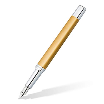 STAEDTLER Triplus 474 M11-3 - Pluma estilográfica (474 M, carcasa metálica en forma triangular ergonómica, plumín de acero M, con cartucho de tinta az
