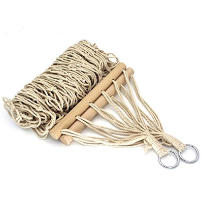 SOONHUA Hamaca de Cuerda de Algodón Silla de Columpio Interior Al Aire Libre Jardín Decoración Temática Hamaca de Camping con Bolsa de Almacenamiento