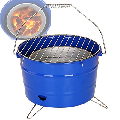 Brasero Exterior, Barbacoa Parrilla Portatil con Manejar para Jardín, Terraza, Camping, Multifunción Pozo de Fuego para BBQ Cocinando Calefacción, Dis