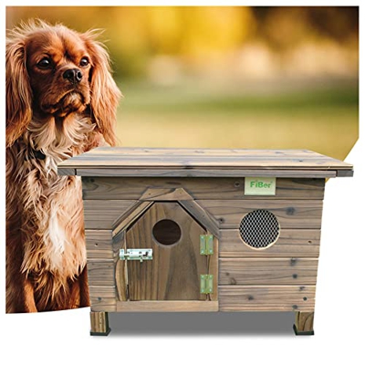 Casa para Perros Pequeña con Puerta, Caseta Impermeable para Mascotas De Madera para Interiores Y Exteriores, con Techo Desmontable, Refugio para Masc