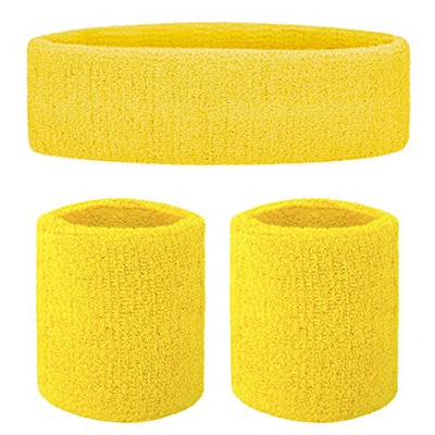 Gogo Banda para el Sudor Muñequera de Deporte Atlético Ejercicio Yellow
