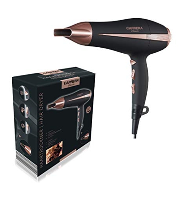 Carrera Secador de pelo clásico, 2200 W, potente motor CC, 3 niveles de calor, 2 intensidades de flujo de aire, Cool Shot, protección contra sobrecale