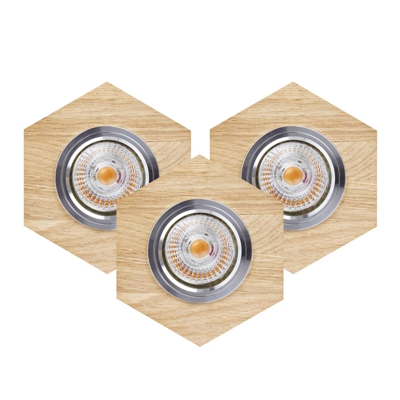 Foco empotrado LED Sirion, hexágono roble 3 ud