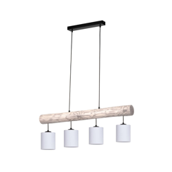 Colgante Furesta gris pantalla blanca 4 luces en oferta