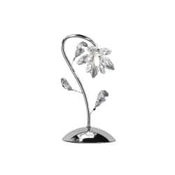 Lámpara mesa Ninfea, cromo, flores cristal, 35 cm en oferta