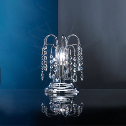 Lámpara mesa Pioggia, lluvia cristal, 26cm, cromo precio