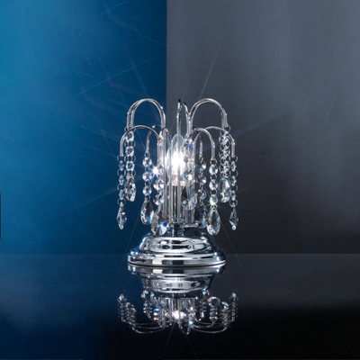 Lámpara mesa Pioggia, lluvia cristal, 26cm, cromo