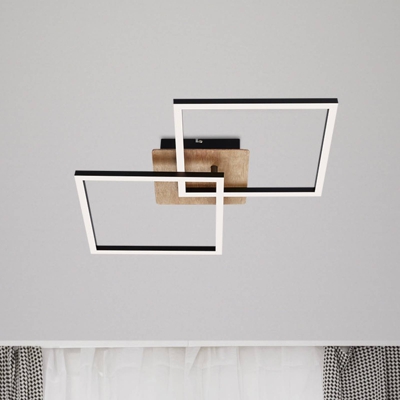 Plafón LED Frame, Switch dim, negro/madera