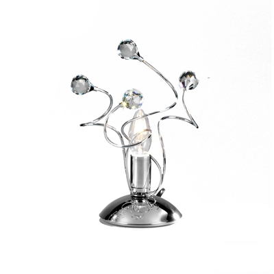 Lámpara de mesa Trilly, cromo, cristales alto 27cm