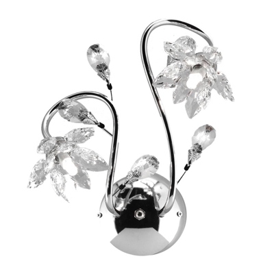 Aplique Ninfea en cromo con flores de cristal