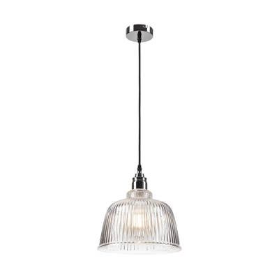 Lámpara colgante Leana, vidrio claro, 1 luz, cromo