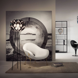 Slamp Flora lámpara pie diseño trípode, estaño características