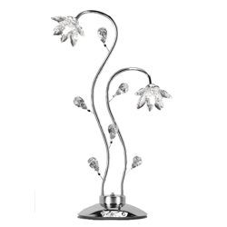 Lámpara mesa Ninfea, cromo, flores cristal, 80 cm precio