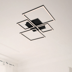 Plafón LED Frame, CCT, 4 luces, negro en oferta