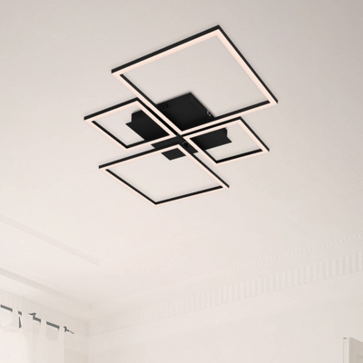Plafón LED Frame, CCT, 4 luces, negro