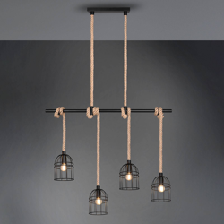 Lámpara colgante Wodan de sisal 4 luces alto 150cm precio