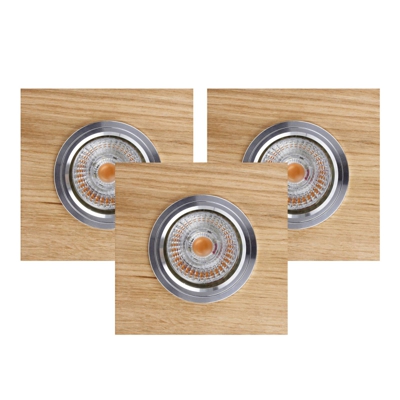 Foco empotrado LED Sirion 9,5 x 9,5 cm roble, 3 ud