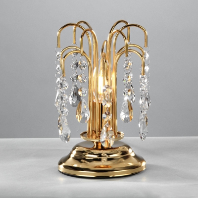 Lámpara de mesa Pioggia, lluvia cristal, 26cm, oro