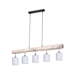 Lámpara colgante Furesta gris, blanco, 5 luces características