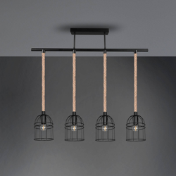 Lámpara colgante Wodan de sisal 4 luces alto 81cm precio