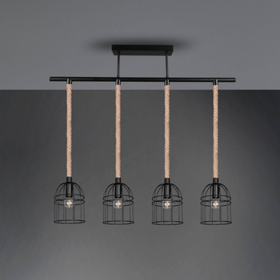 Lámpara colgante Wodan de sisal 4 luces alto 81cm