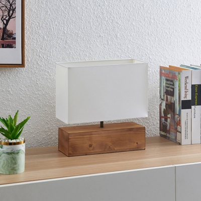 Lindby Arbin lámpara mesa, pie madera, rectangular