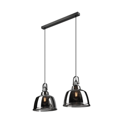 Lámpara colgante Leana, vidrio humo, 2 luces cromo en oferta