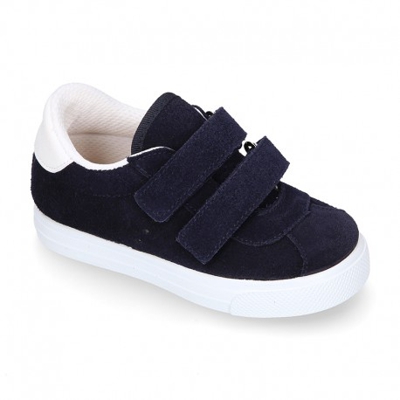 Zapatilla O Tenis Niños Okaa Con Doble Cierre Adherente En Piel Serraje. 31 Azul Marino