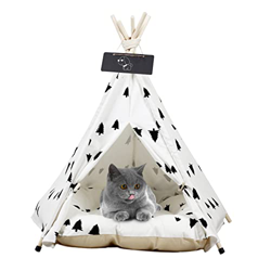 Joonly Tienda portátil para perros y gatos, con cojín y pizarra, para interiores en oferta