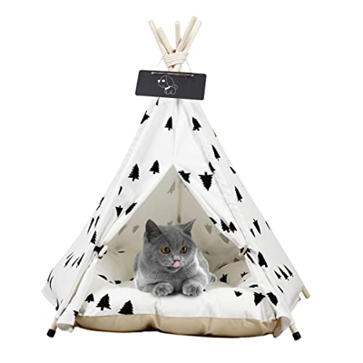 Joonly Tienda portátil para perros y gatos, con cojín y pizarra, para interiores