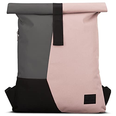Johnny Urban Mochila con Solapa Rosa-Gris Oskar Bolsa de Hombre y Mujer de Botellas de Plástico Reciclado - Multicolor con Solapa Superior - Bolso de 